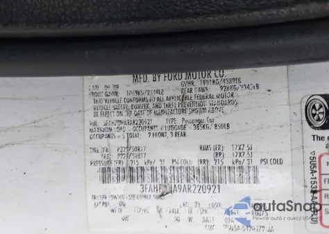 2010 Ford Fusion Se z USA, uszkodzony, nr VIN 3FAHP0HA9AR220921